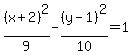 +%28x%2B2%29%5E2%2F9-%28y-1%29%5E2%2F10=1+