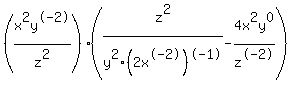 +%28x%5E2y%5E-2%2Fz%5E2%29%28z%5E2%2Fy%5E2%282x%5E-2%29%5E-1-4x%5E2y%5E0%2Fz%5E-2%29+