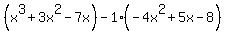 +%28x%5E3%2B3x%5E2-7x%29+-1%2A%28-4x%5E2%2B5x-8%29+