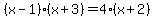 +%28x-1%29%28x%2B3%29++=4%28x%2B2%29+