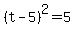 ++%28t-5%29%5E2+=+5+