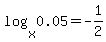 +++++log+%28x%2C0.05%29+=+-1%2F2+