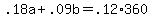 ++.18a+%2B+.09b++=+.12%2A360+