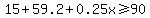 ++15+%2B+59.2+%2B+0.25x+%3E=+90+