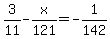 ++3%2F11+-+x%2F121+=+-1%2F142+