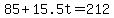 ++85+%2B+15.5t+=+212+
