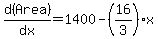 ++d%28Area%29%2Fdx+=+1400-%2816%2F3%29x+