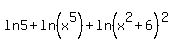 ++ln5+%2B+ln%28x%5E5%29+%2B+ln%28x%5E2%2B6%29%5E2