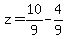 ++z+=+10%2F9-4%2F9