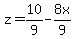 ++z+=+10%2F9-8x%2F9