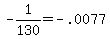 +-1%2F130+=+-.0077+