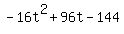 +-16t%5E2+%2B+96t+-+144+