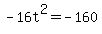 +-16t%5E2+=+-160+