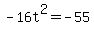 +-16t%5E2+=+-55+