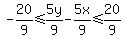 +-20%2F9+%3C=+5y%2F9-5x%2F9+%3C=+20%2F9+