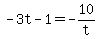 +-3t+-+1+=+-10%2Ft+