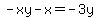 +-xy-x+=+-3y+