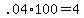 +.04%2A100+=+4+