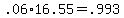 +.06%2A16.55+=+.993+
