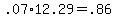 +.07%2A12.29+=+.86+