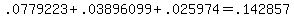 +.0779223+%2B+.03896099+%2B+.025974+=+.142857+