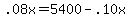 +.08x+=+5400+-+.10x