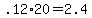+.12%2A20+=+2.4+