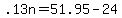 +.13n+=+51.95+-+24+