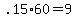 +.15%2A60+=+9+