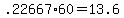 +.22667%2A60+=+13.6+