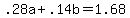 +.28a+%2B+.14b+=+1.68+