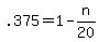 +.375+=+1+-+n%2F20+