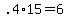+.4%2A15+=+6+