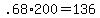 +.68%2A200+=+136+