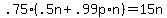 +.75%2A%28+.5n+%2B+.99p%2An+%29+=+15n+