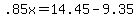+.85x+=+14.45+-+9.35+