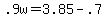 +.9w+=+3.85+-+.7+