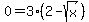 +0=3%282-sqrt%28x%29%29+