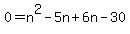 +0=n%5E2+-5n%2B+6n-30