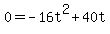 +0+=+-16t%5E2+%2B+40t+