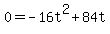 +0+=+-16t%5E2+%2B+84t+