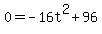 +0+=+-16t%5E2+%2B+96+