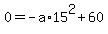 +0+=+-a%2A15%5E2+%2B+60+