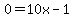 +0+=+10x+-+1+