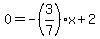 +0+=-%283%2F7%29x%2B+2