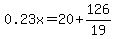 +0.23x+=+20%2B+126%2F19+