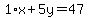 +1%2Ax+%2B+5y+=+47+