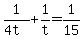 +1%2F%284t%29+%2B+1%2Ft++=+1%2F15+