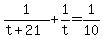 +1%2F%28t+%2B+21%29+%2B+1%2Ft+=+1%2F10+
