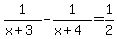 +1%2F%28x%2B3%29+-+1%2F%28x%2B4%29+=+1%2F2